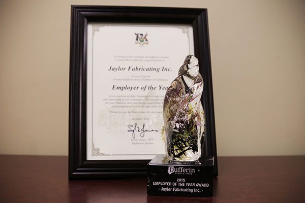 Jaylor Wins Dufferin Business Employer Of The Year Award